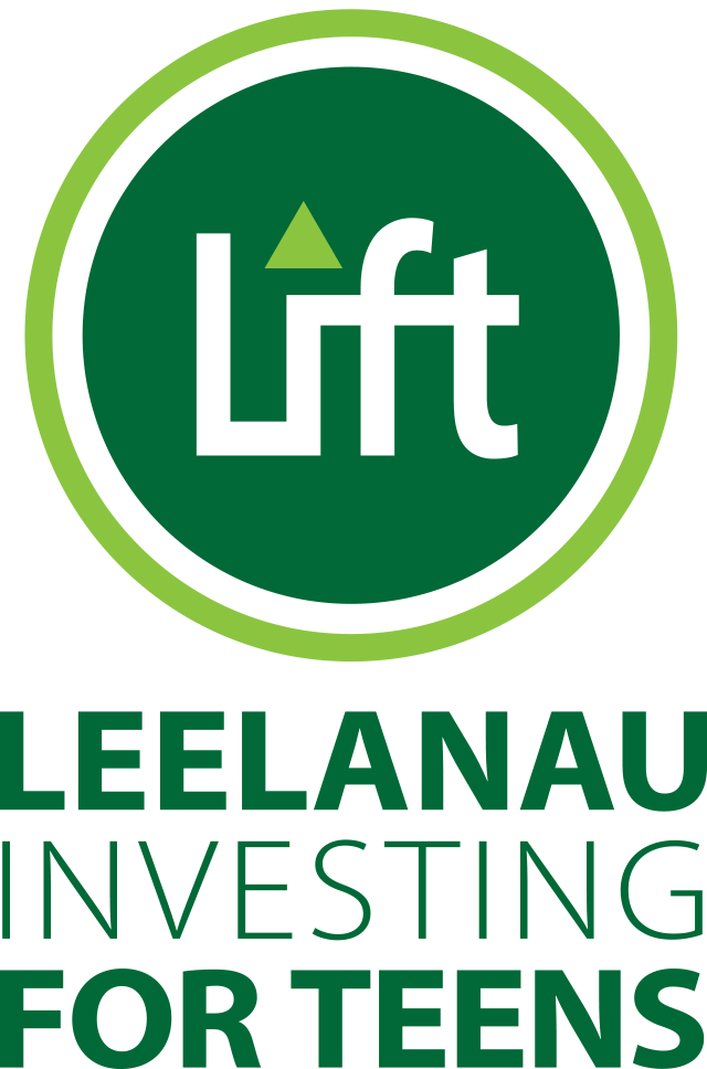 LIFT logo with 'Leelanau Investing for Teens' text below in green and white.